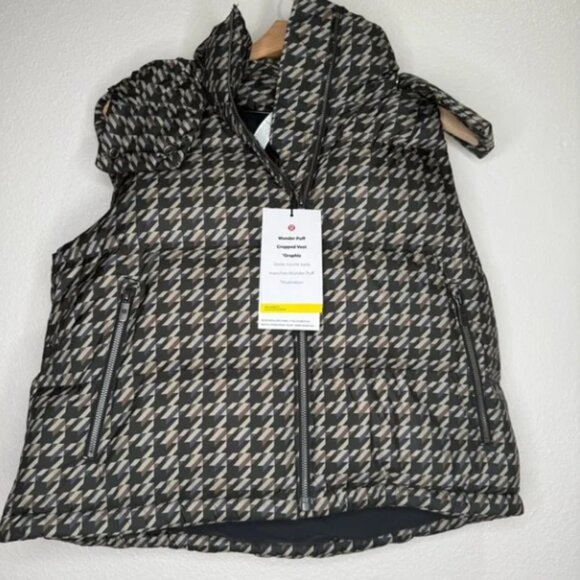 NWT Lululemon Wunder Puff 600-Down-Fill Cropped Vest, Houndstooth Brown, size 6 - Picture 4 of 4